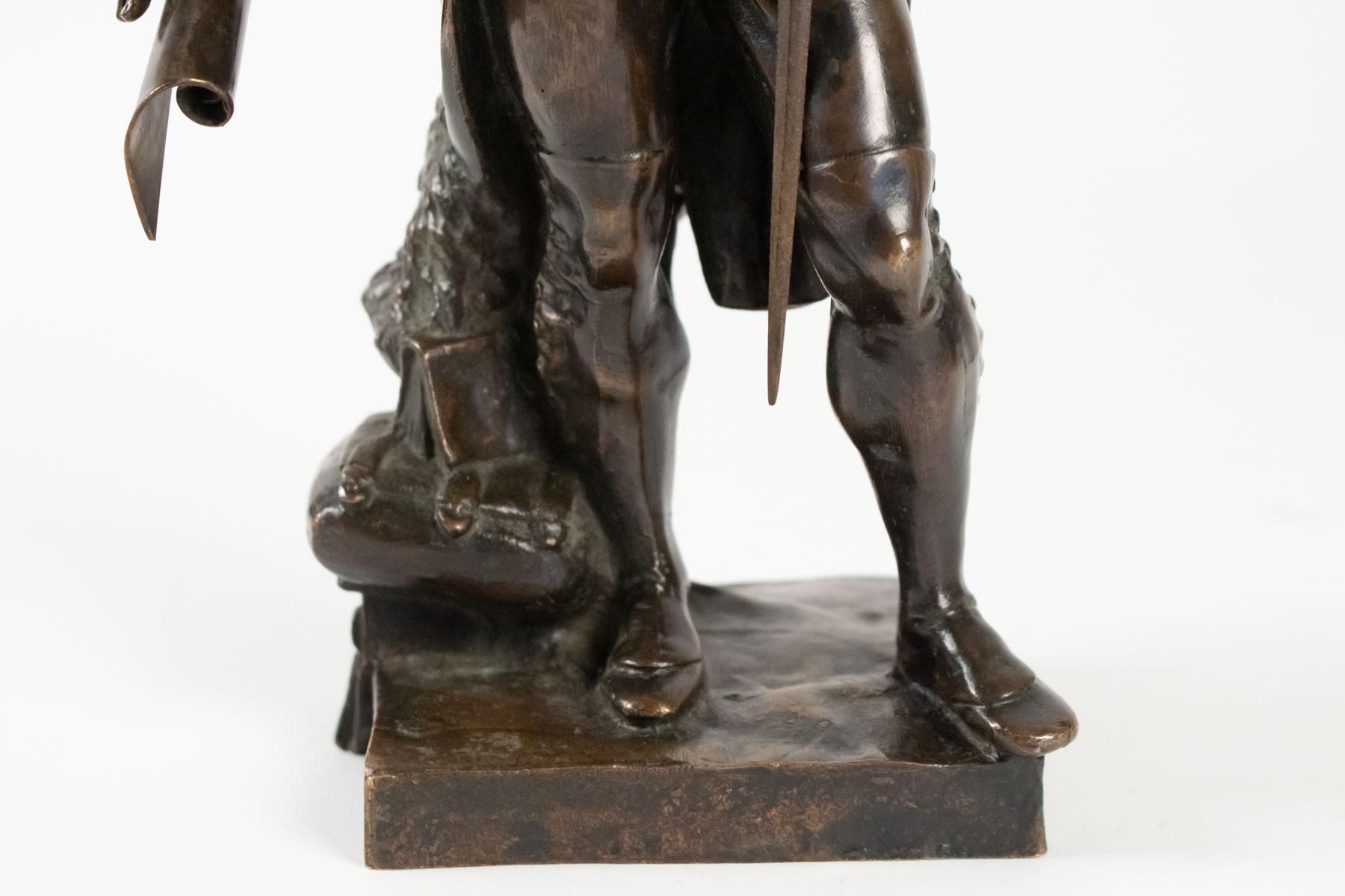 French Bronze Sculpture Representing A Military Leader, 19th Century, Antiquity