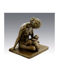 Bronze Sculpture Representing a Mother and Child