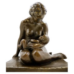 Bronze Sculpture Representing a Mother and Child