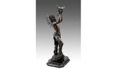 Bronze Sculpture Representing an Indian American, 19th-Century