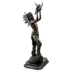 Bronze Sculpture Representing an Indian American, 19th-Century