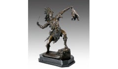Bronze Sculpture Representing an Indian American with a Bear, 19th-Century Style