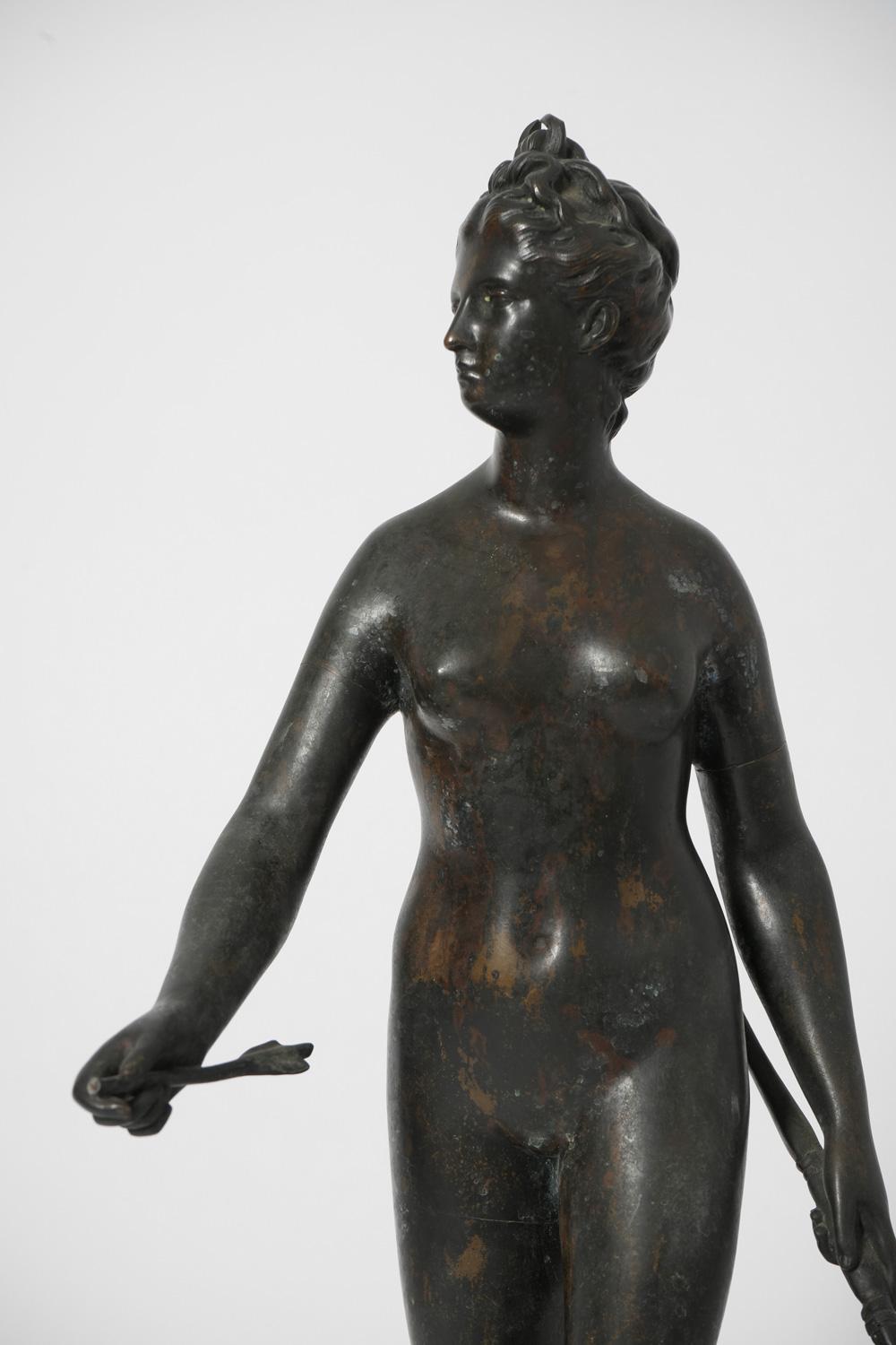 Space Age Bronze sculpture representing Diana the huntress, XXth c. For Sale