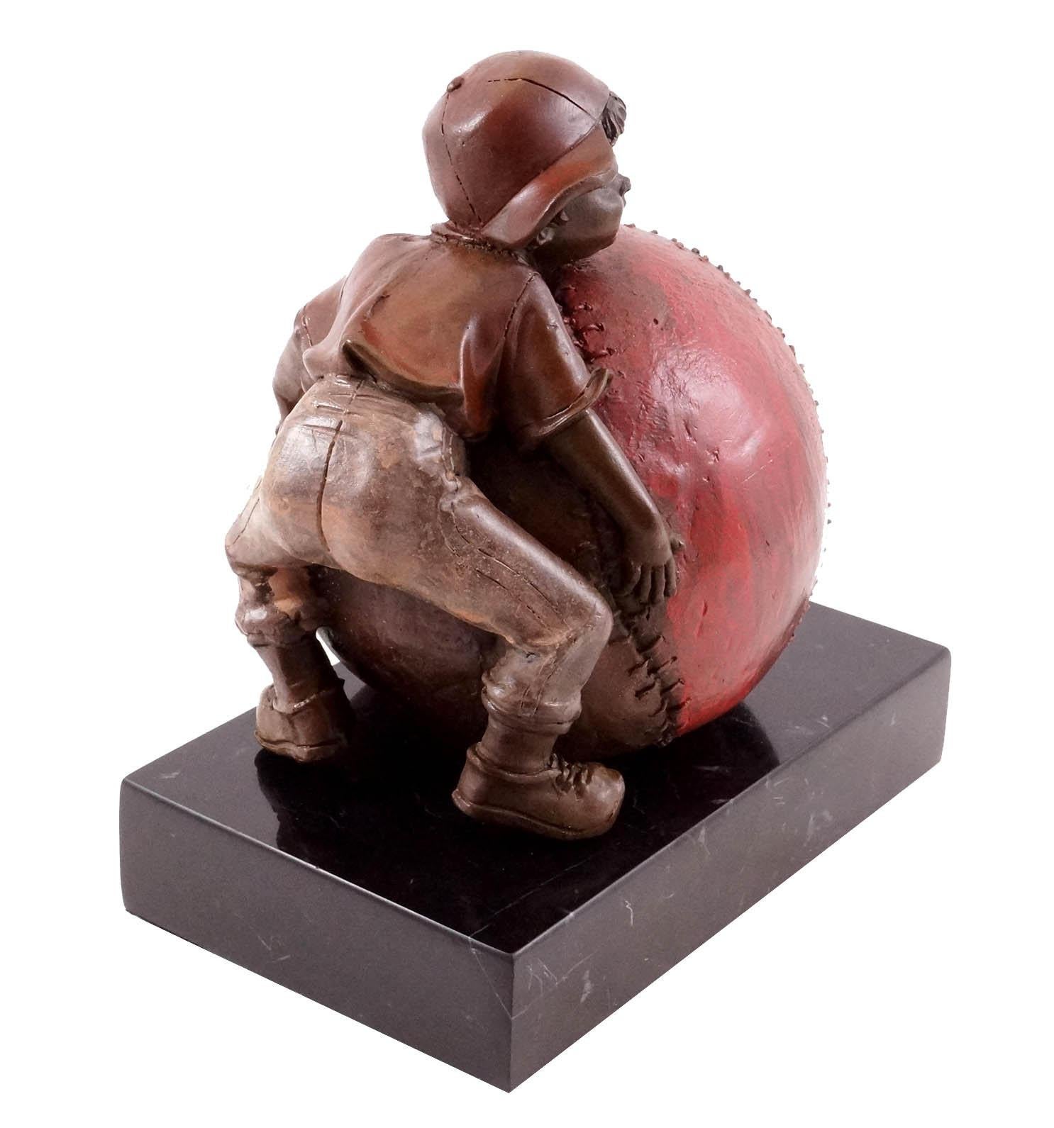 French Bronze Sculpture Representing the Child and the Joy of Baseball, 20th Century. For Sale