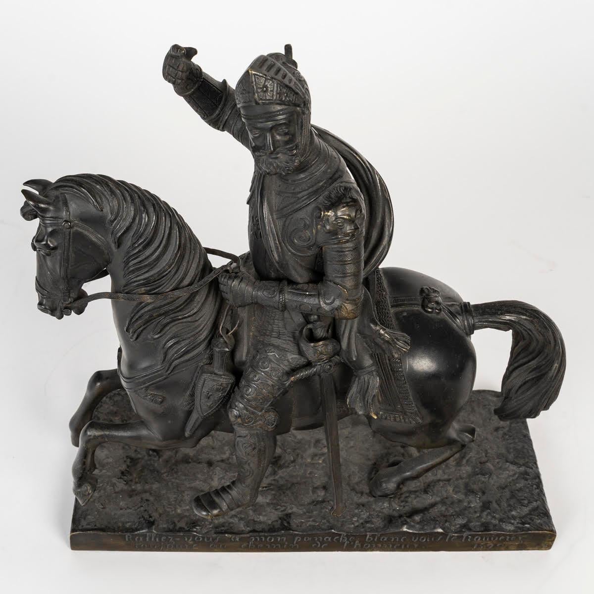 Scultura in bronzo raffigurante il re di Francia HENRY II, XIX secolo.

Scultura in bronzo non firmata di Enrico II, Re di Francia, XIX secolo, periodo di Napoleone III.
H. H. 26 cm, L. 24 cm, P. 10 cm.