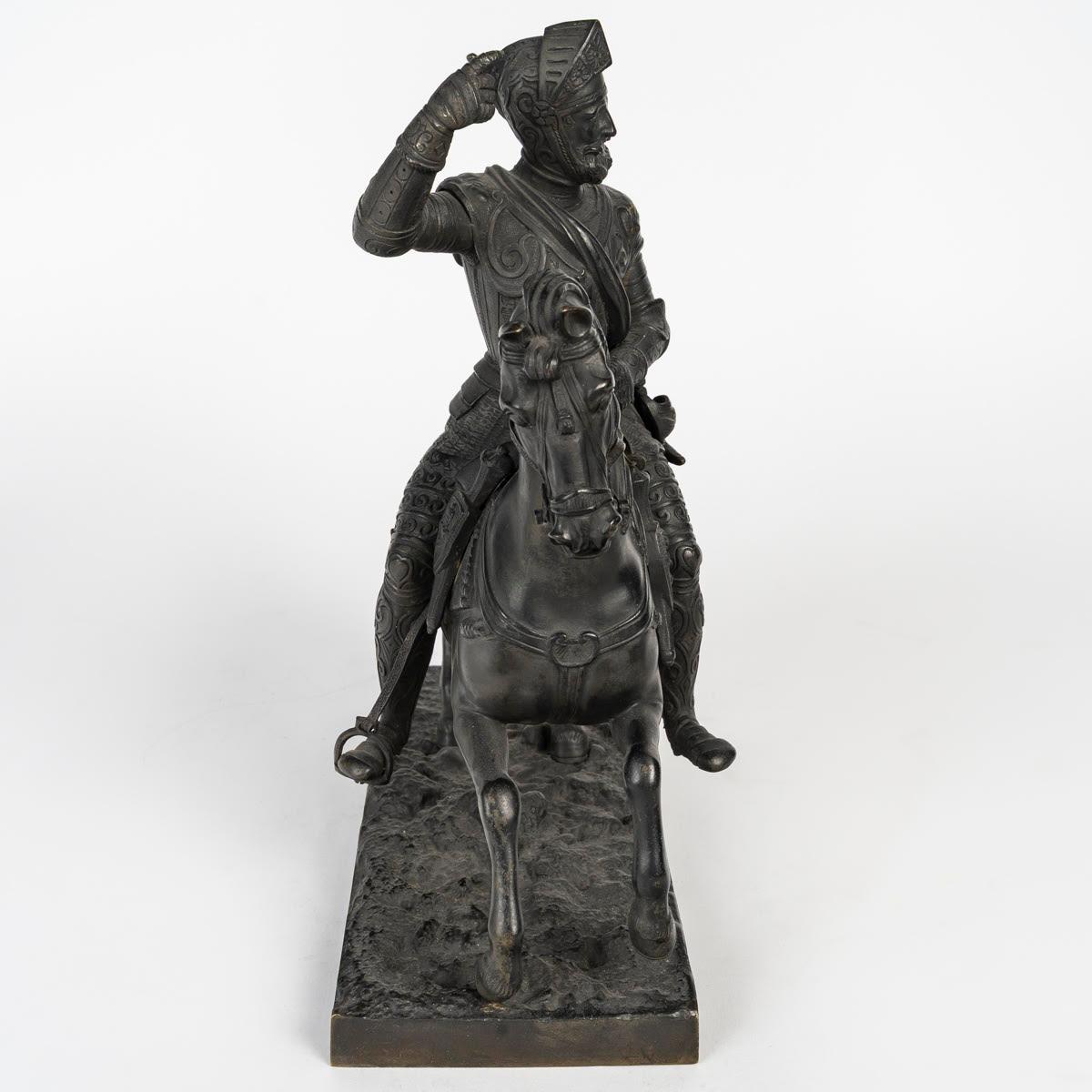 Francese Scultura in bronzo raffigurante il re di Francia, HENRY II, XIX secolo. in vendita