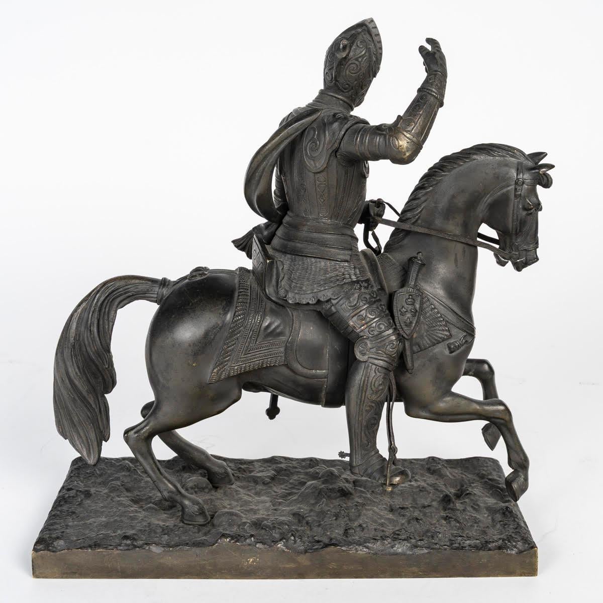 Patinato Scultura in bronzo raffigurante il re di Francia, HENRY II, XIX secolo. in vendita