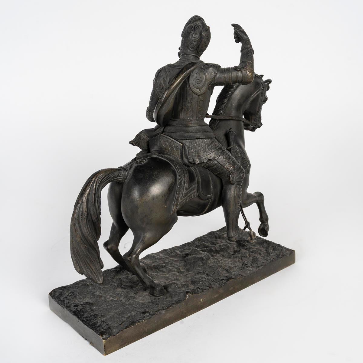 Scultura in bronzo raffigurante il re di Francia, HENRY II, XIX secolo. In condizioni buone in vendita a Saint-Ouen, FR