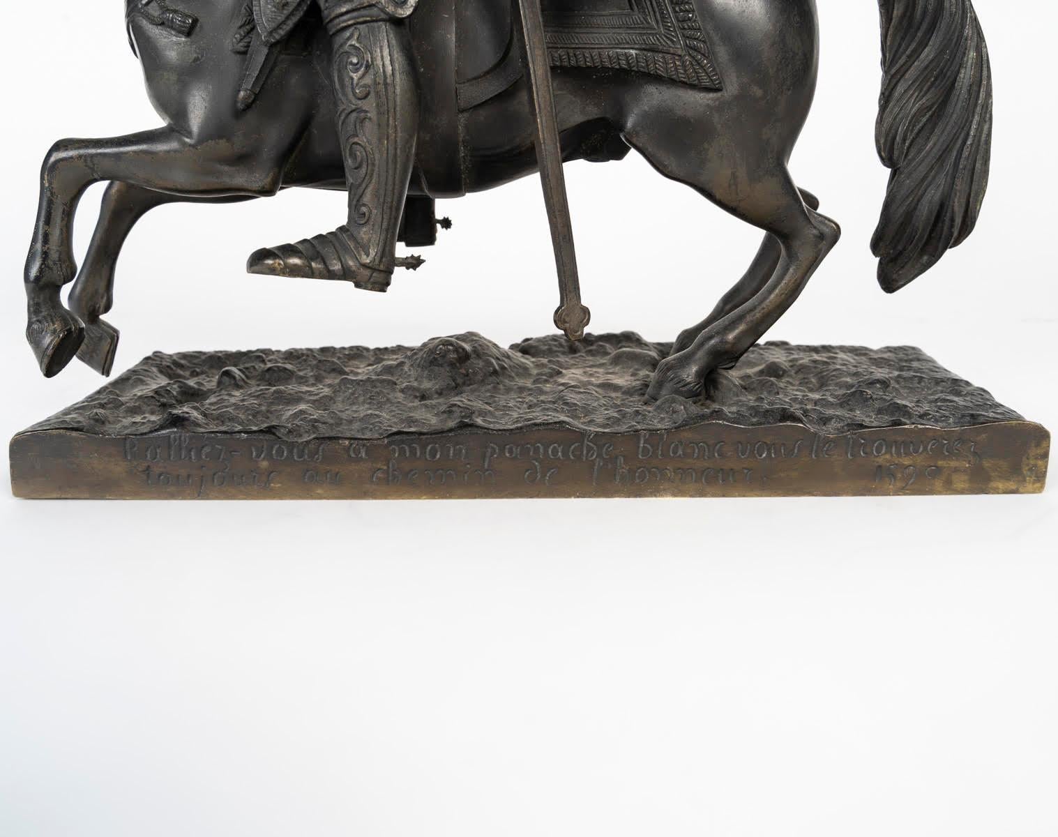 Scultura in bronzo raffigurante il re di Francia, HENRY II, XIX secolo. in vendita 1