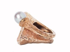 Bronze Sculpture Ring Natural Pearl