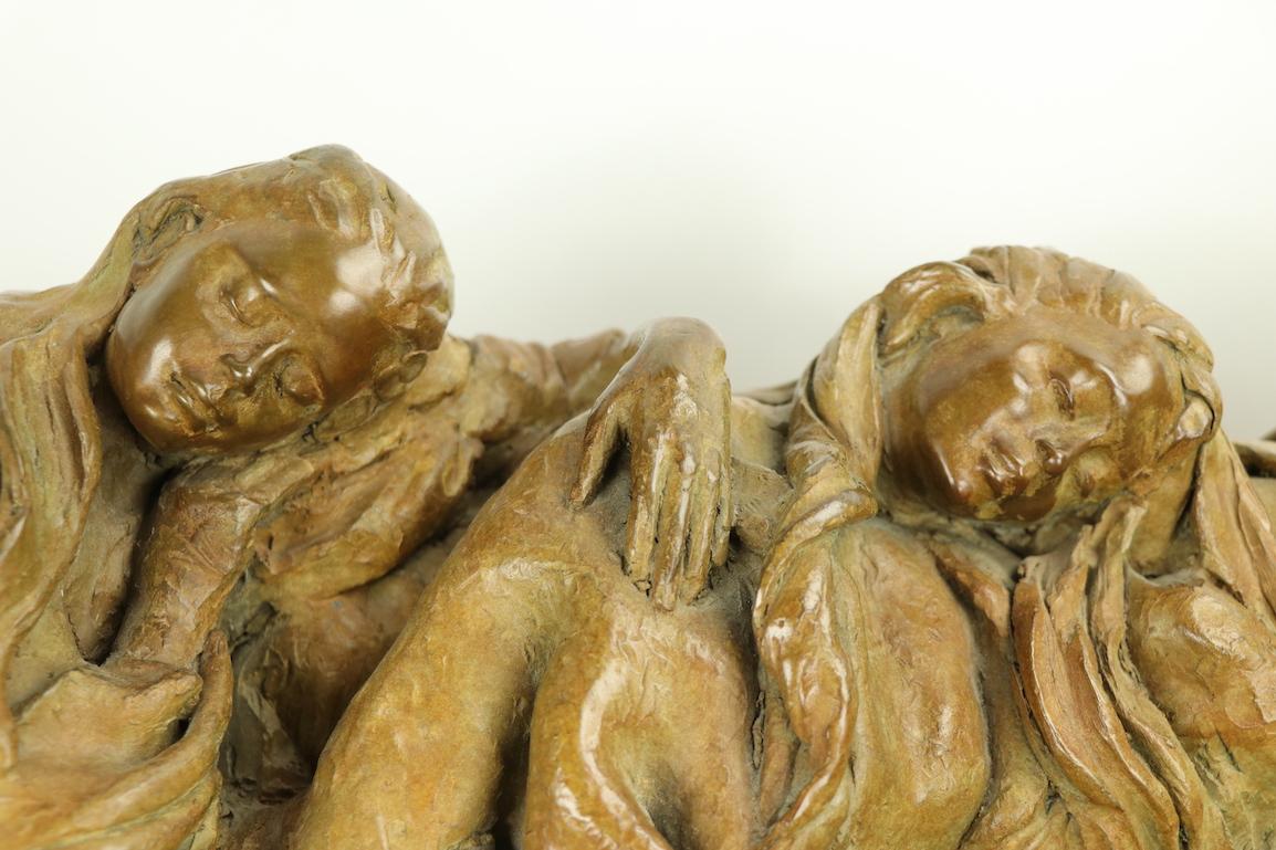 Cast Bronze Sculpture Romantic Dreams by Susanne Vertel For Sale