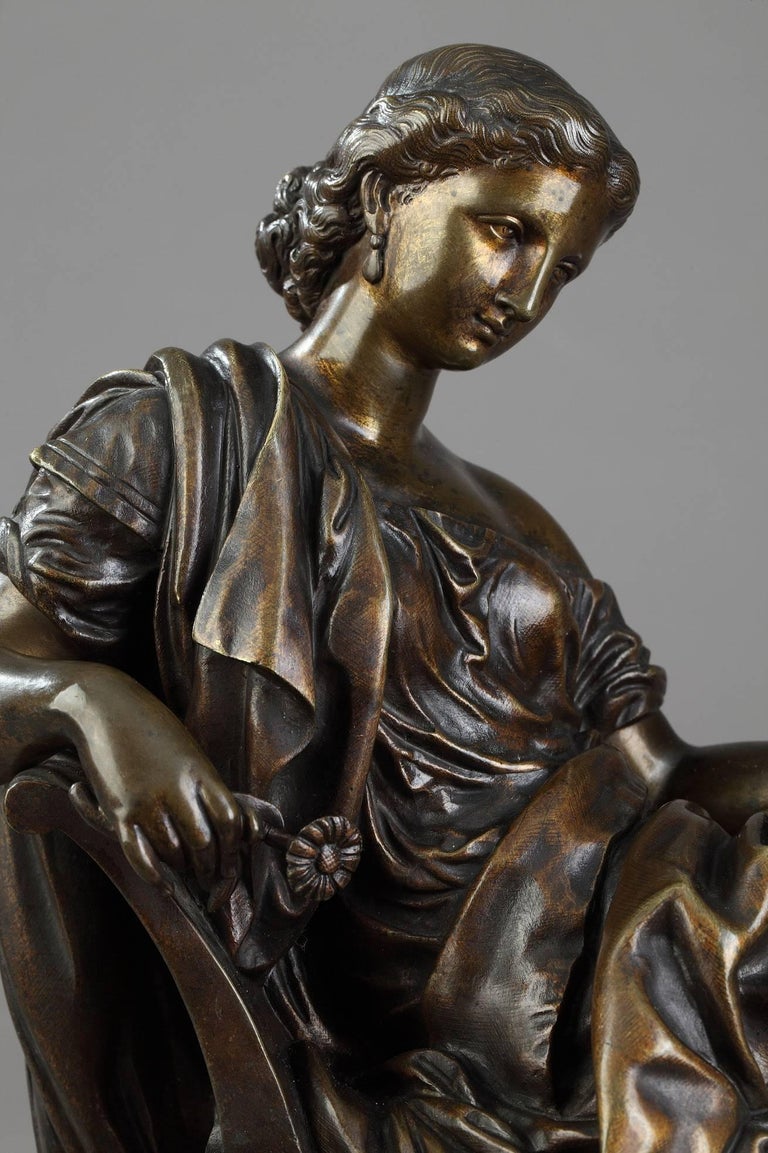 Bronze Sculpture Seated Woman by Moreau, after James Pradier at 1stDibs