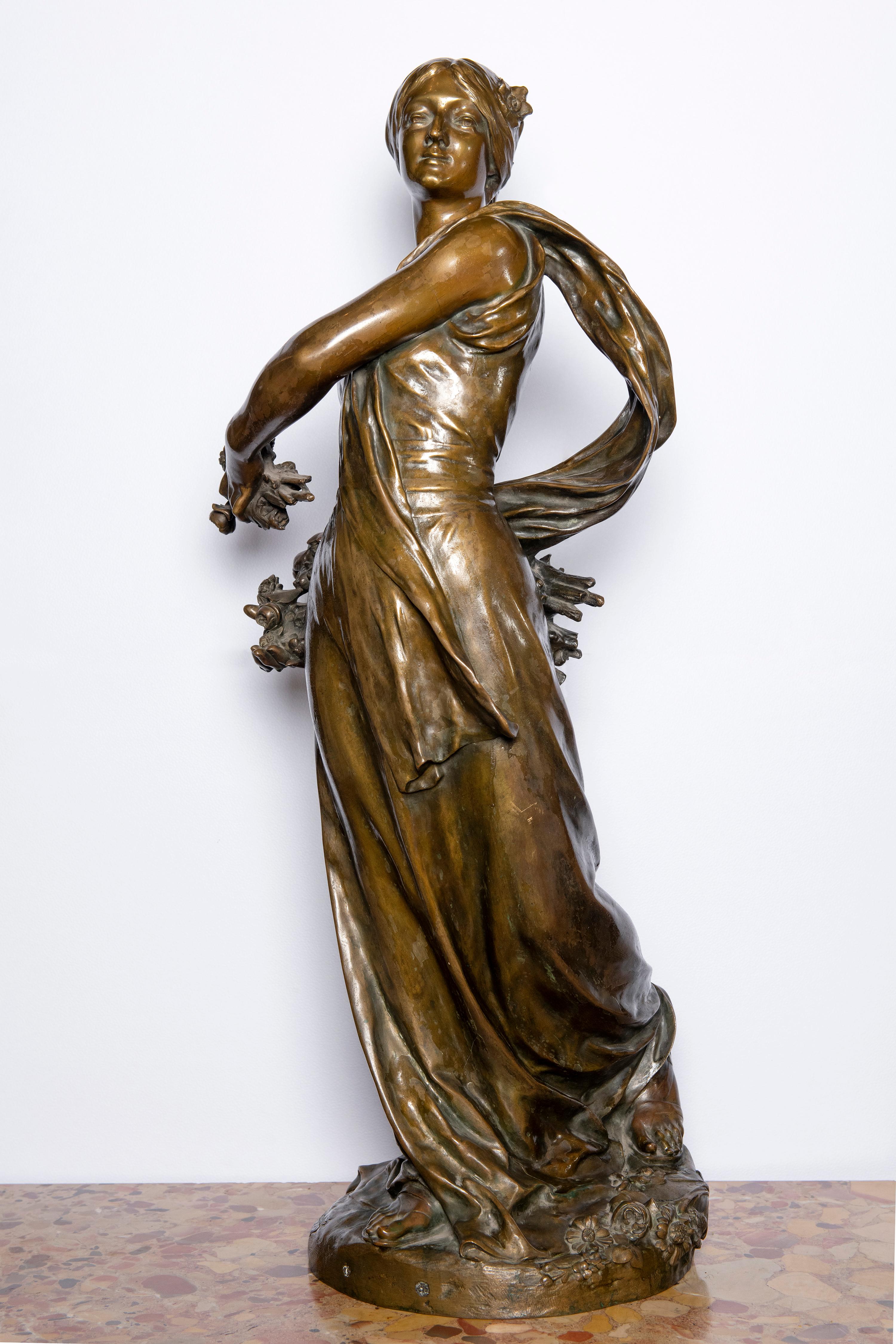French Bronze Sculpture Signed H. Gauquie, France, Late 19th Century For Sale