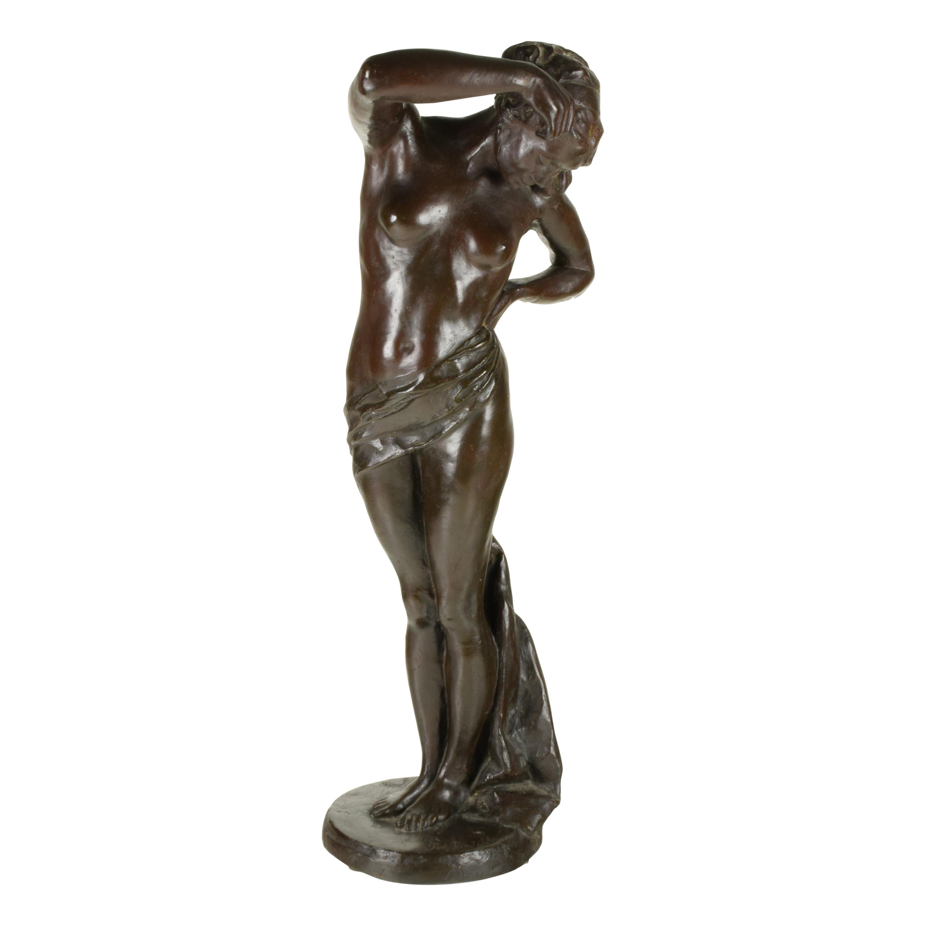 Bronze Sculpture Signed Prof. Puntelli nude young girl