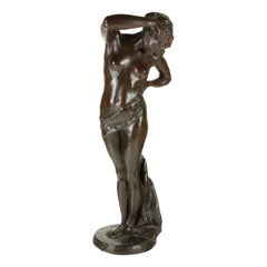 Bronze Sculpture Signed Prof. Puntelli nude young girl