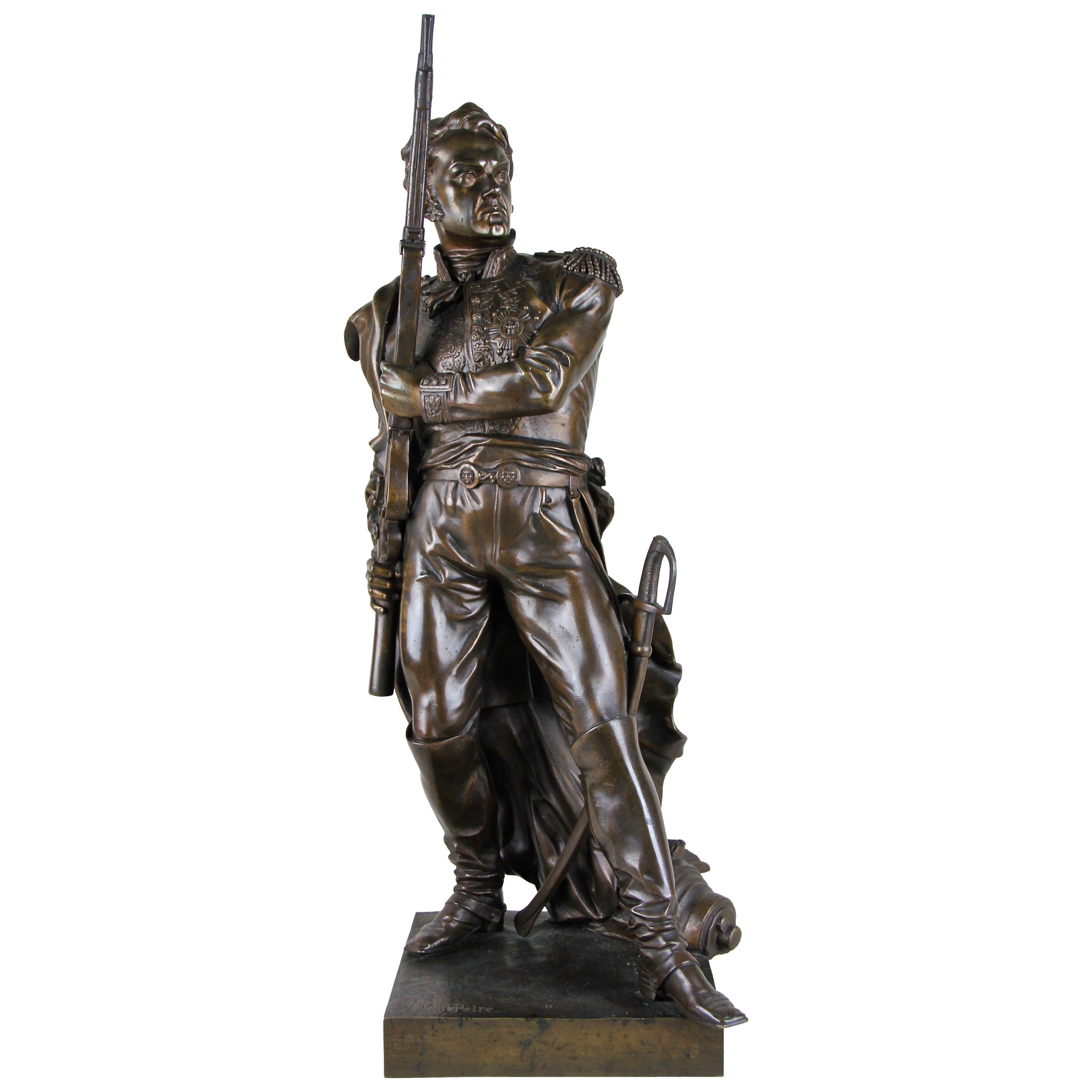 Bronze Sculpture "Soldier" by Charles Petre, France, circa 1870