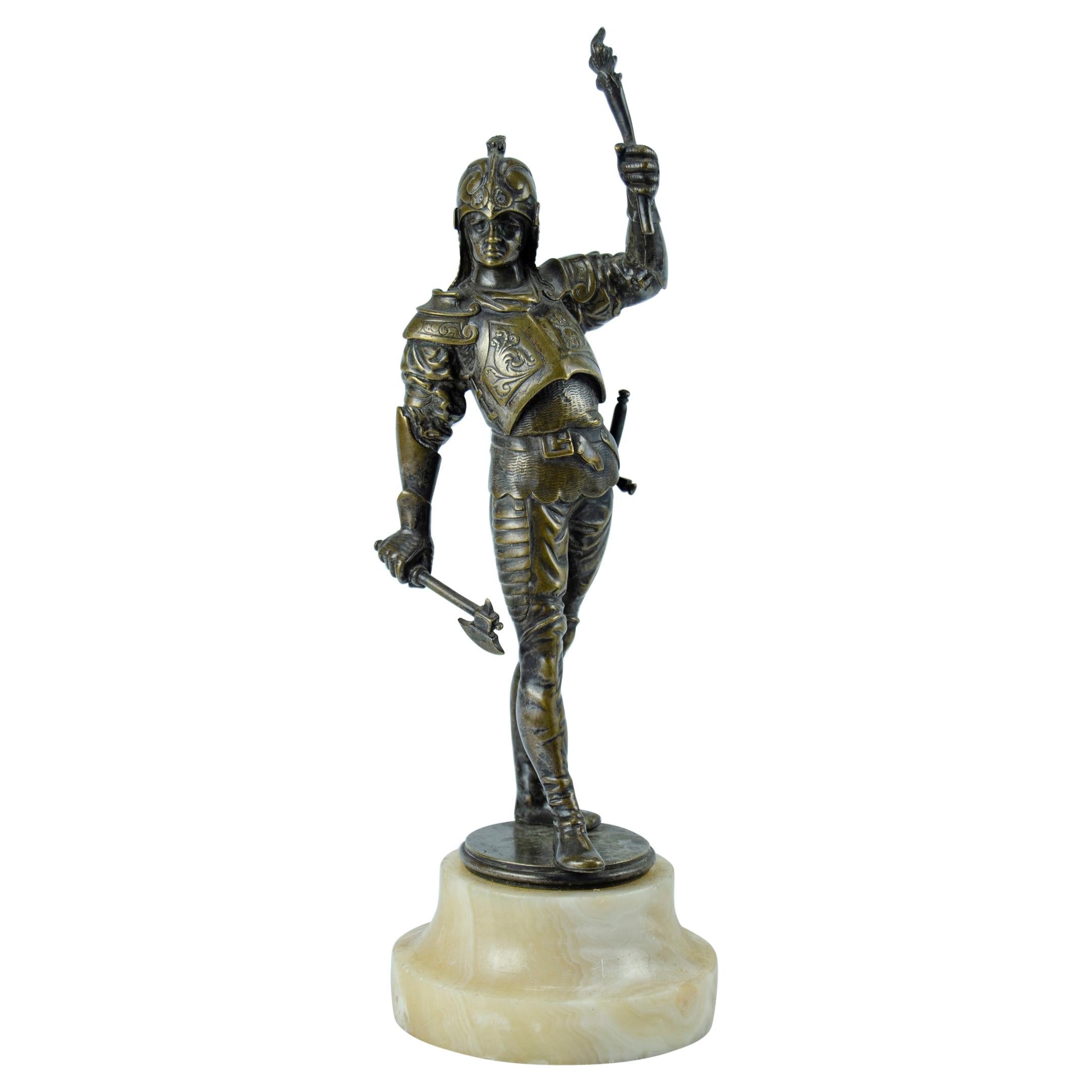 Bronze Sculpture Soldier in Armor For Sale