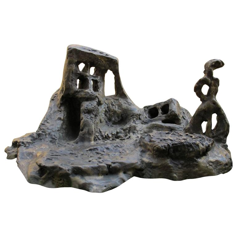 Bronze Sculpture "Sortie de chaos, avec silhouette" 2005, by Catherine Val For Sale