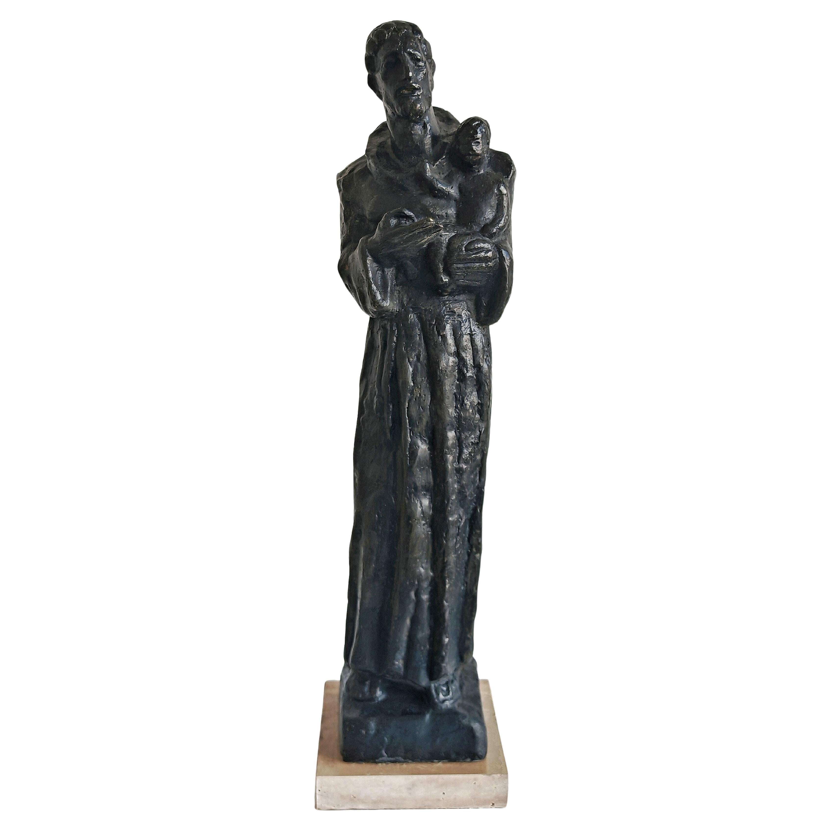 Bronze sculpture St. Anthony of Padua with the Child Jesus by Ivan Mestrovic For Sale