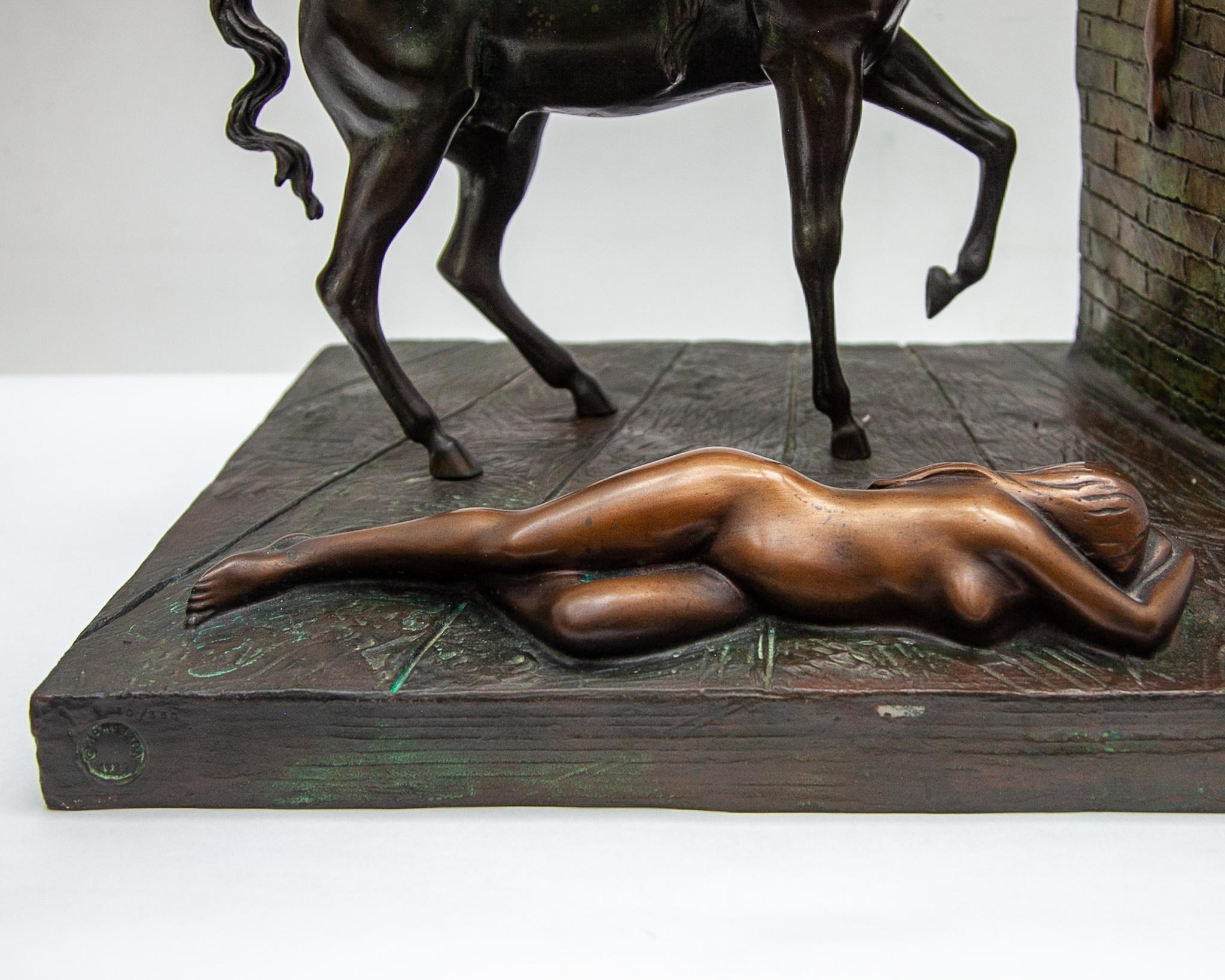 Spanish Bronze Sculpture Surrealism Unicorn by Dali 1984, Spain