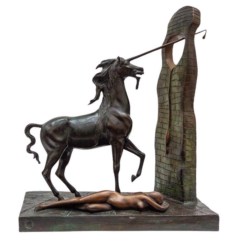 Bronze Sculpture Surrealism Unicorn by Dali 1984, Spain