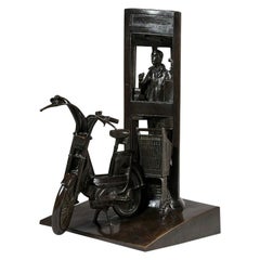 Vintage Bronze sculpture "Telephone booth" by André Barelier 'born in 1934'