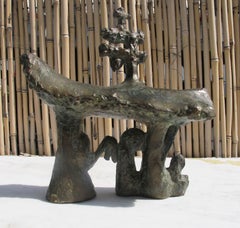 Sculpture en bronze "Temple franco-japonais" 1988:: par Catherine Val