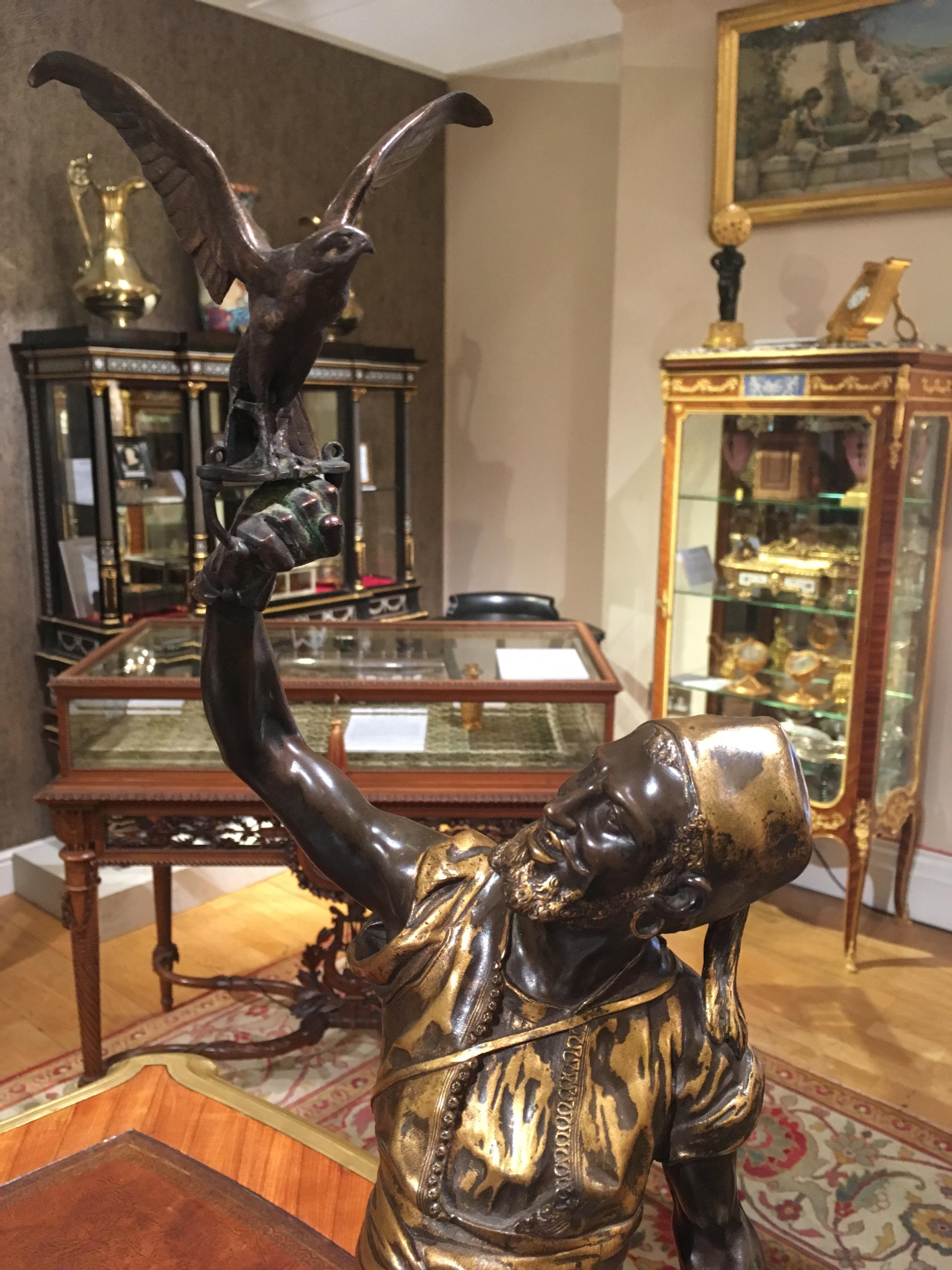 Bronze Sculpture française du 19ème siècle « Le fauconnier » de Pierre Jules Mene en vente