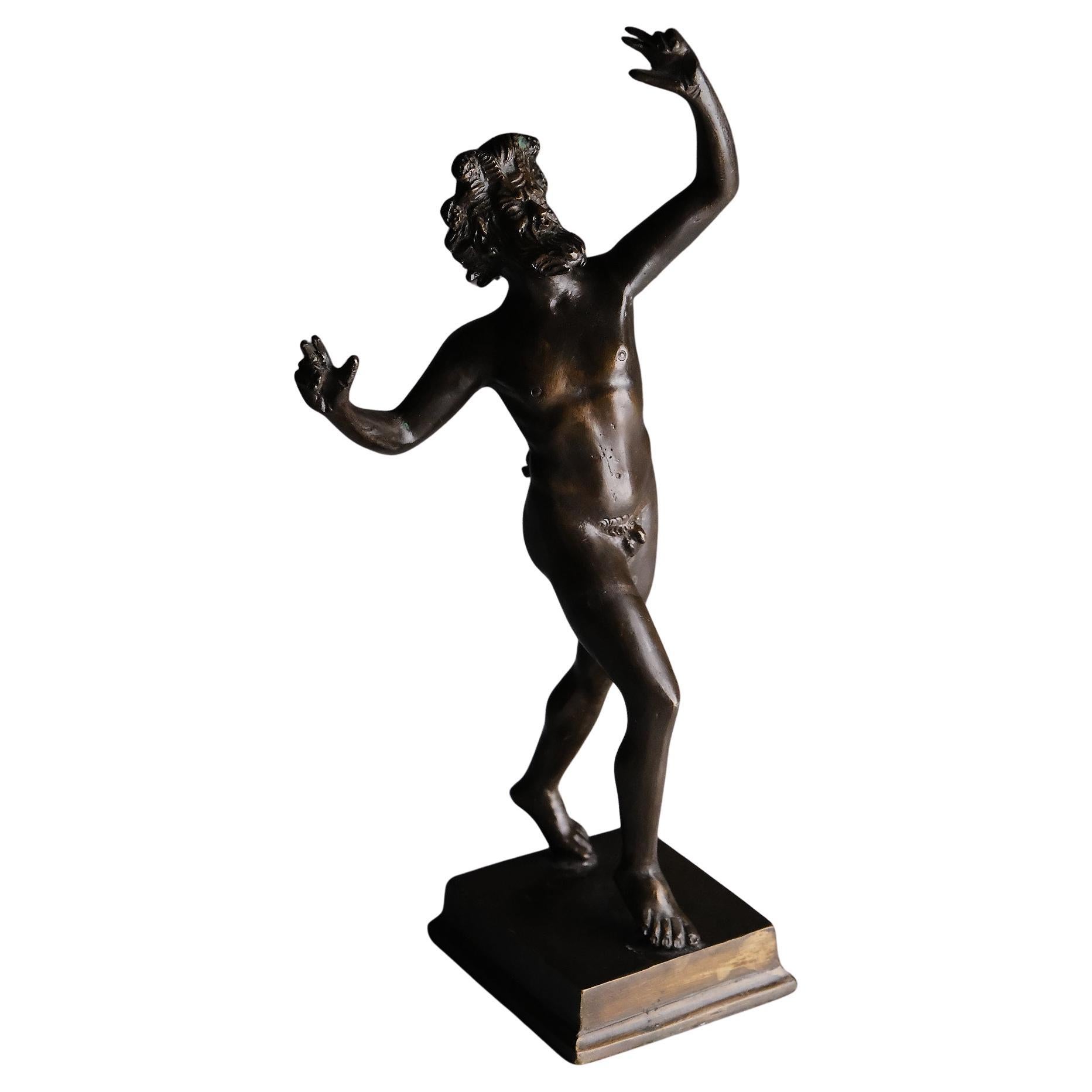 Escultura de bronce "El fauno bailarín de Pompeya", Italia, siglo XX