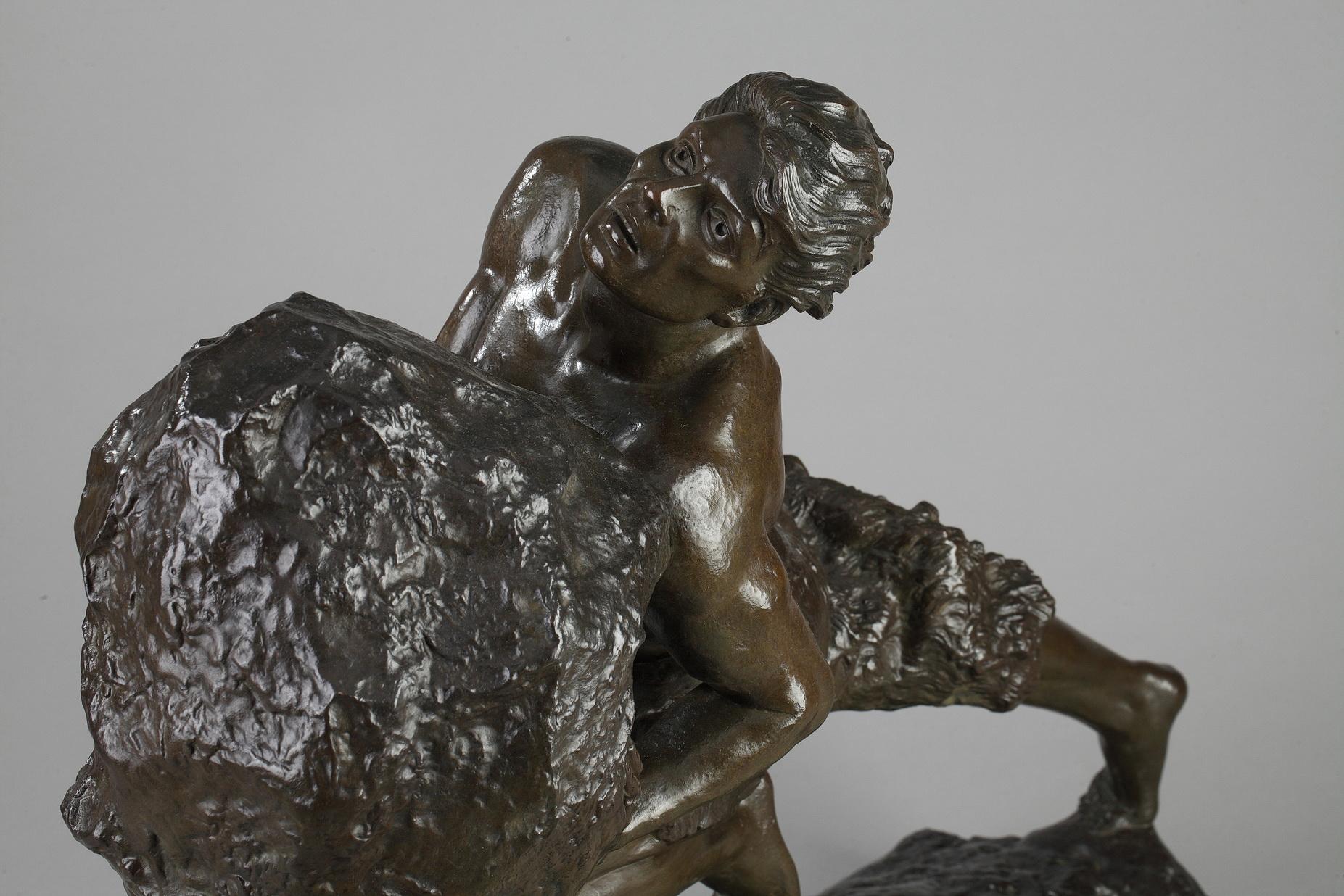 French Bronze Sculpture, the Myth of Sisyphus by Emile Gregoire