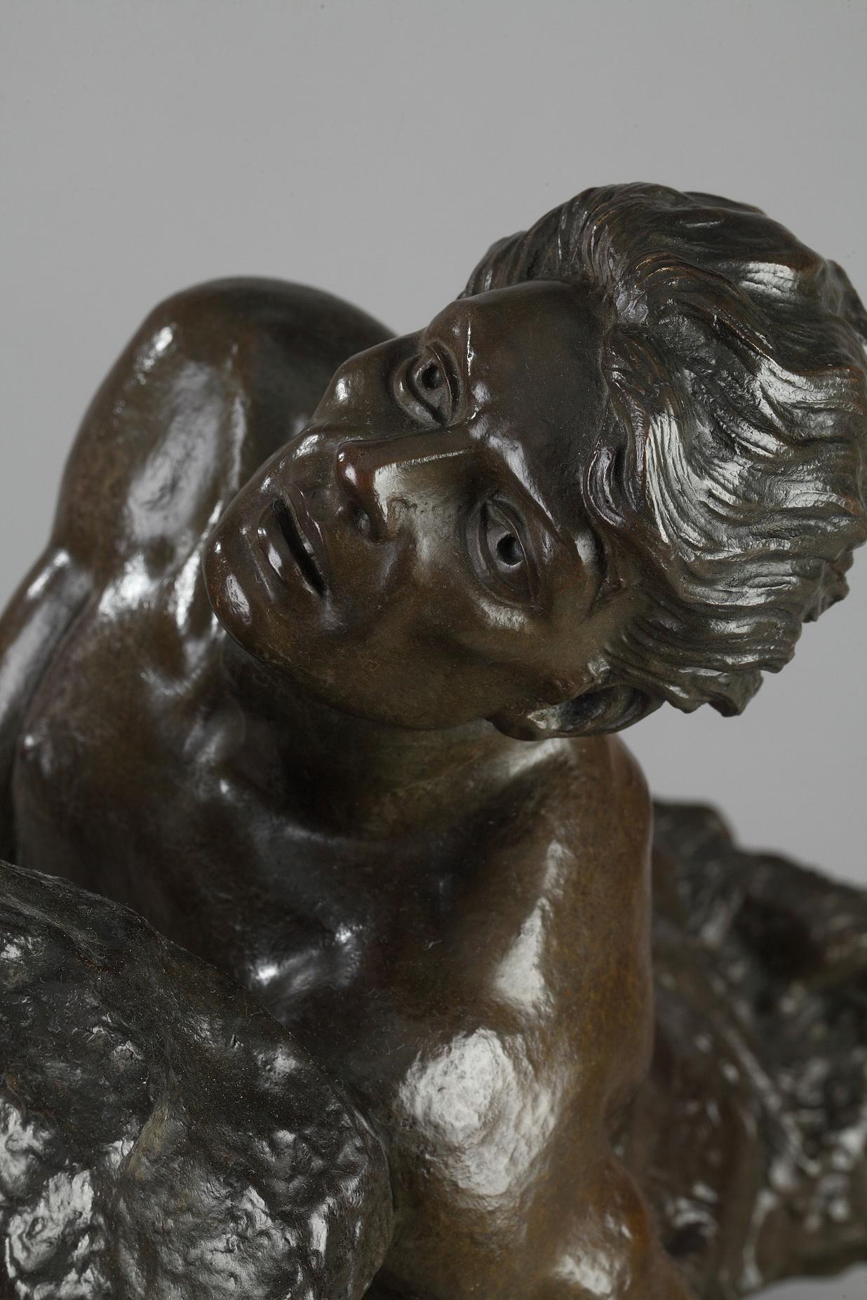 Patinated Bronze Sculpture, the Myth of Sisyphus by Emile Gregoire