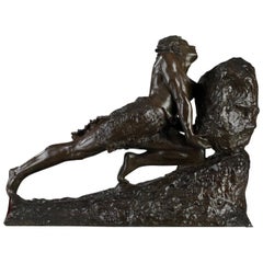 Antique Bronze Sculpture, the Myth of Sisyphus by Emile Gregoire