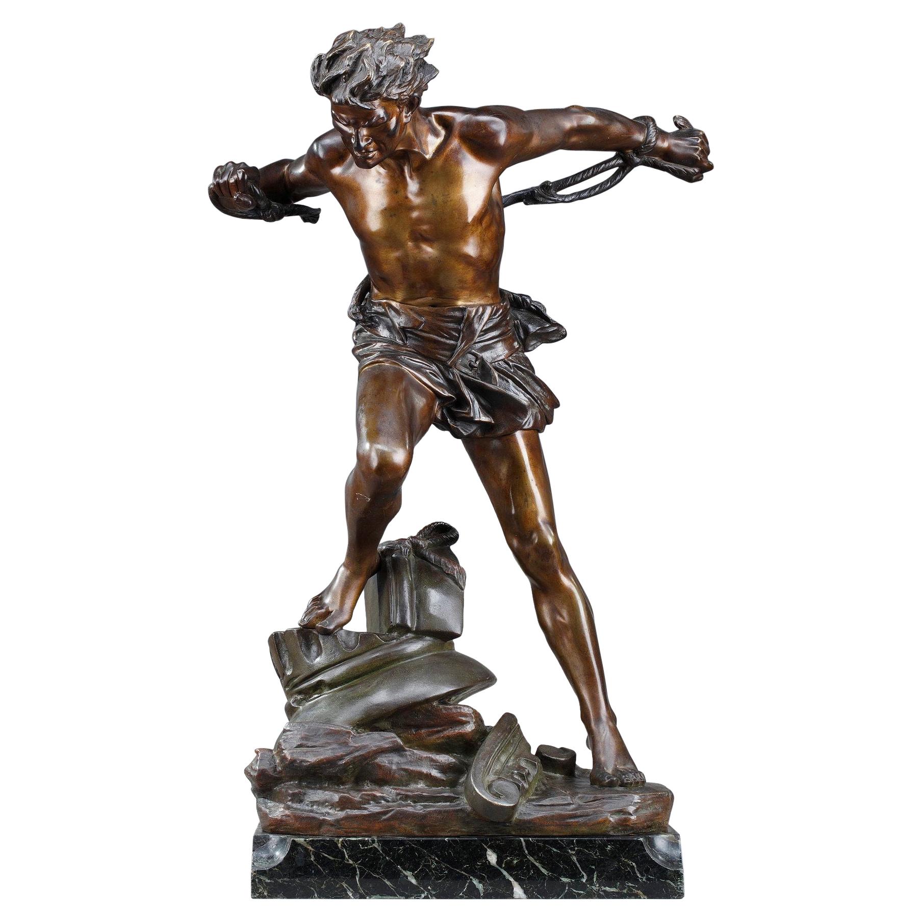 Bronze Sculpture, "The prisoner" Signed Edouard Drouot