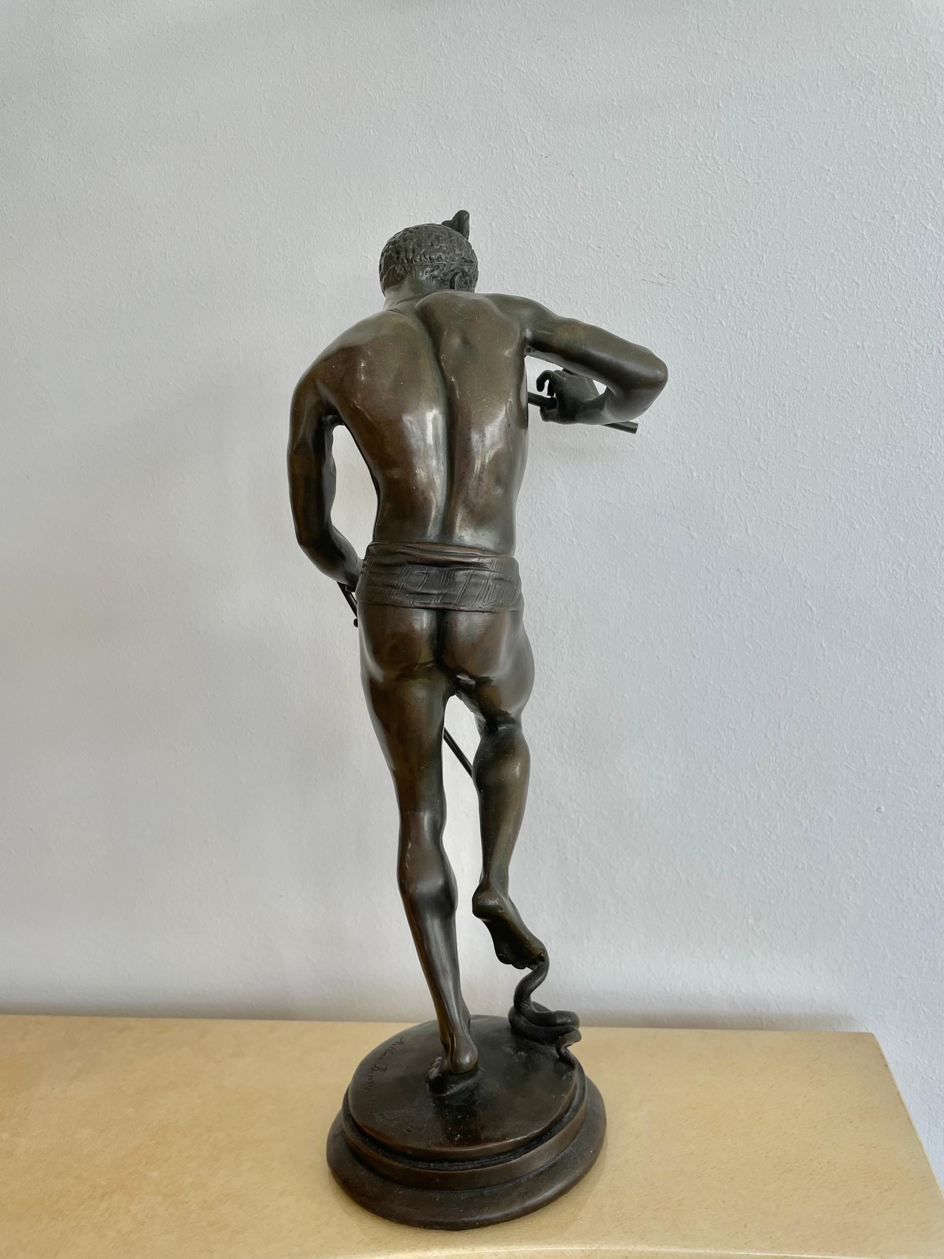 Sculpture en bronze « Le charmeur de serpent » de Charles Arthur Bourgeois Bon état - En vente à West Palm Beach, FL