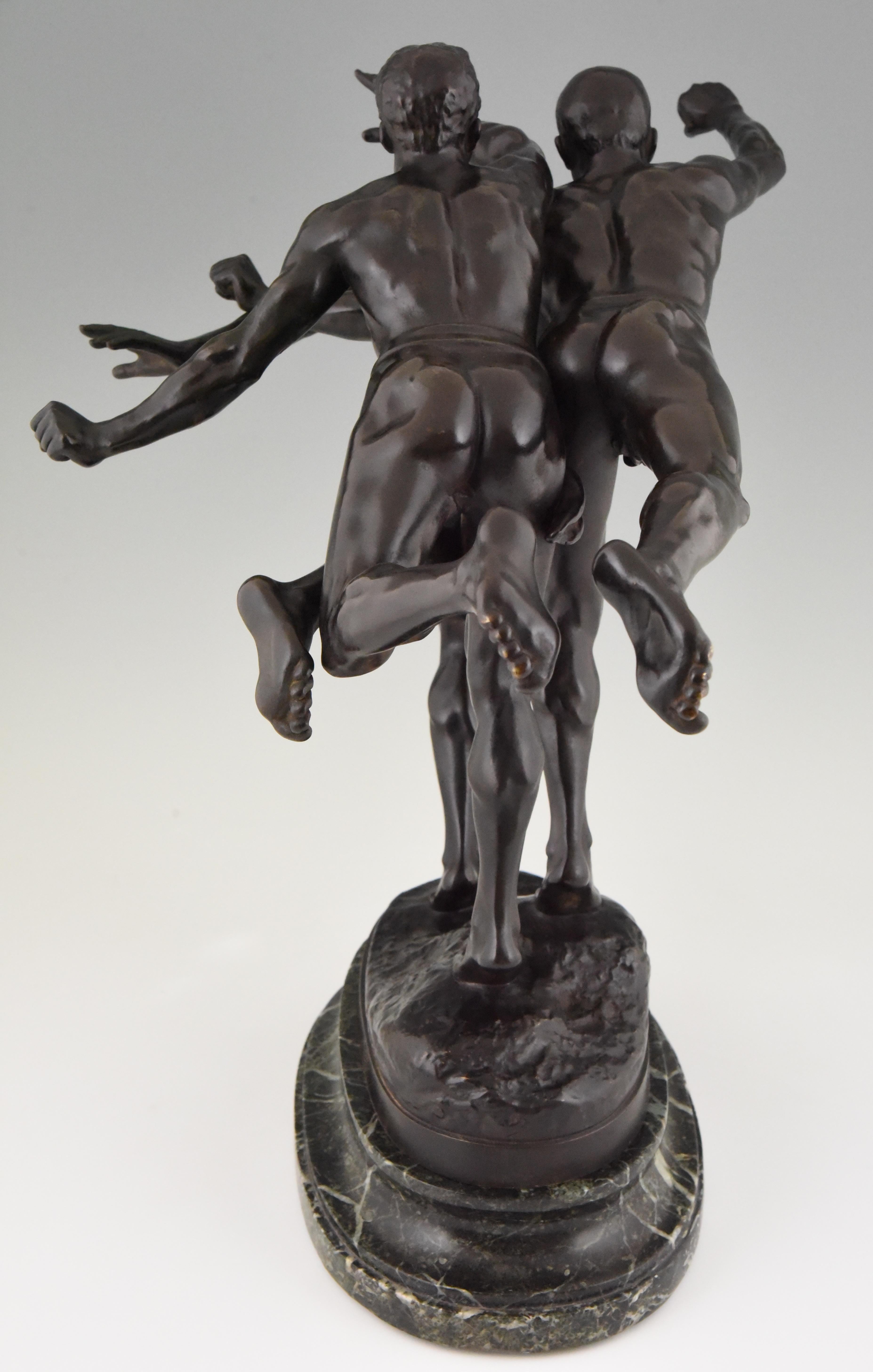 Bronze Sculpture Three Running Athletes to the Goal by Alfred Boucher, 1886 1