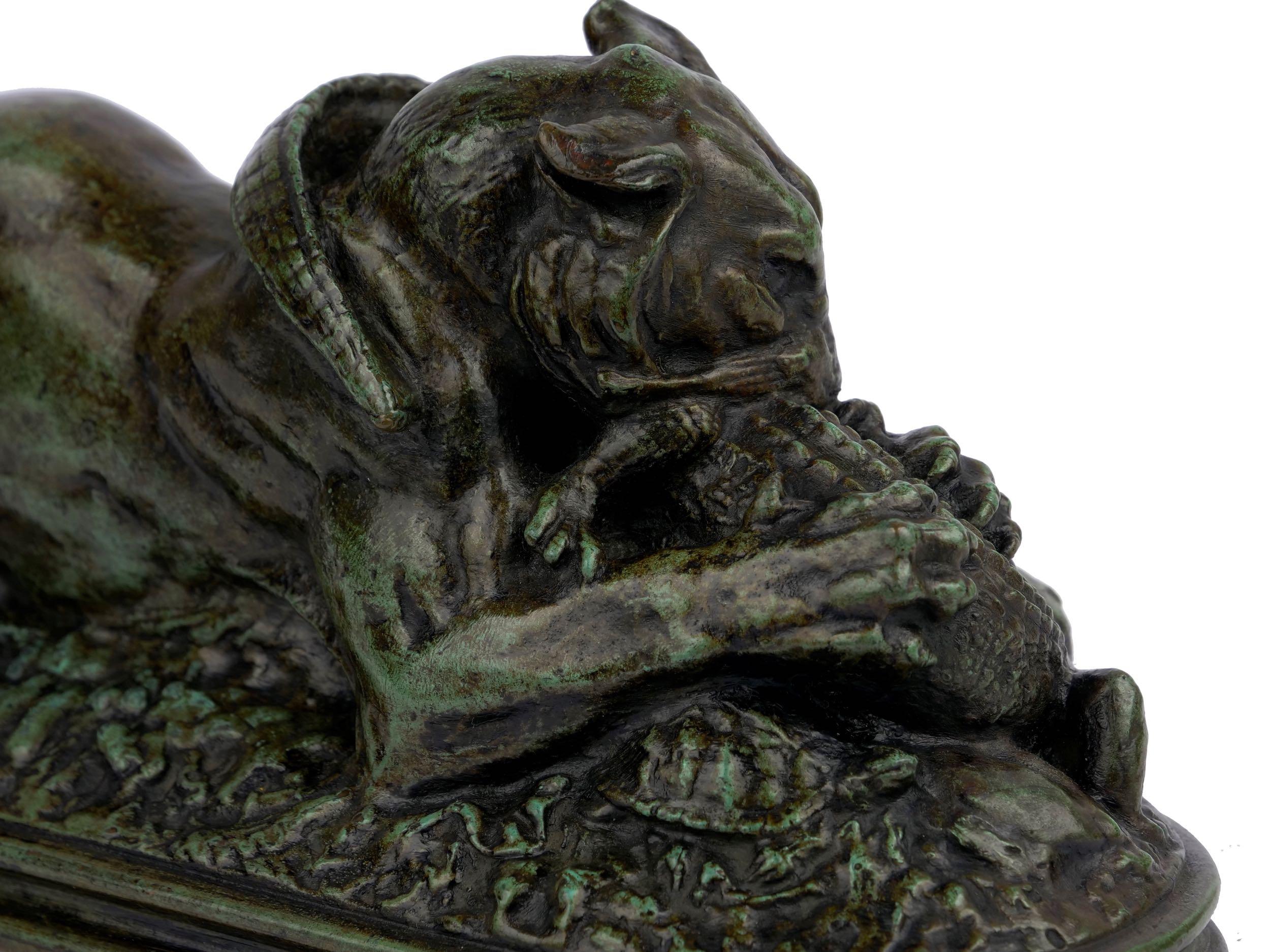 Bronze Sculpture “Tiger Devouring a Gavial” after Antoine-Louis Barye 6