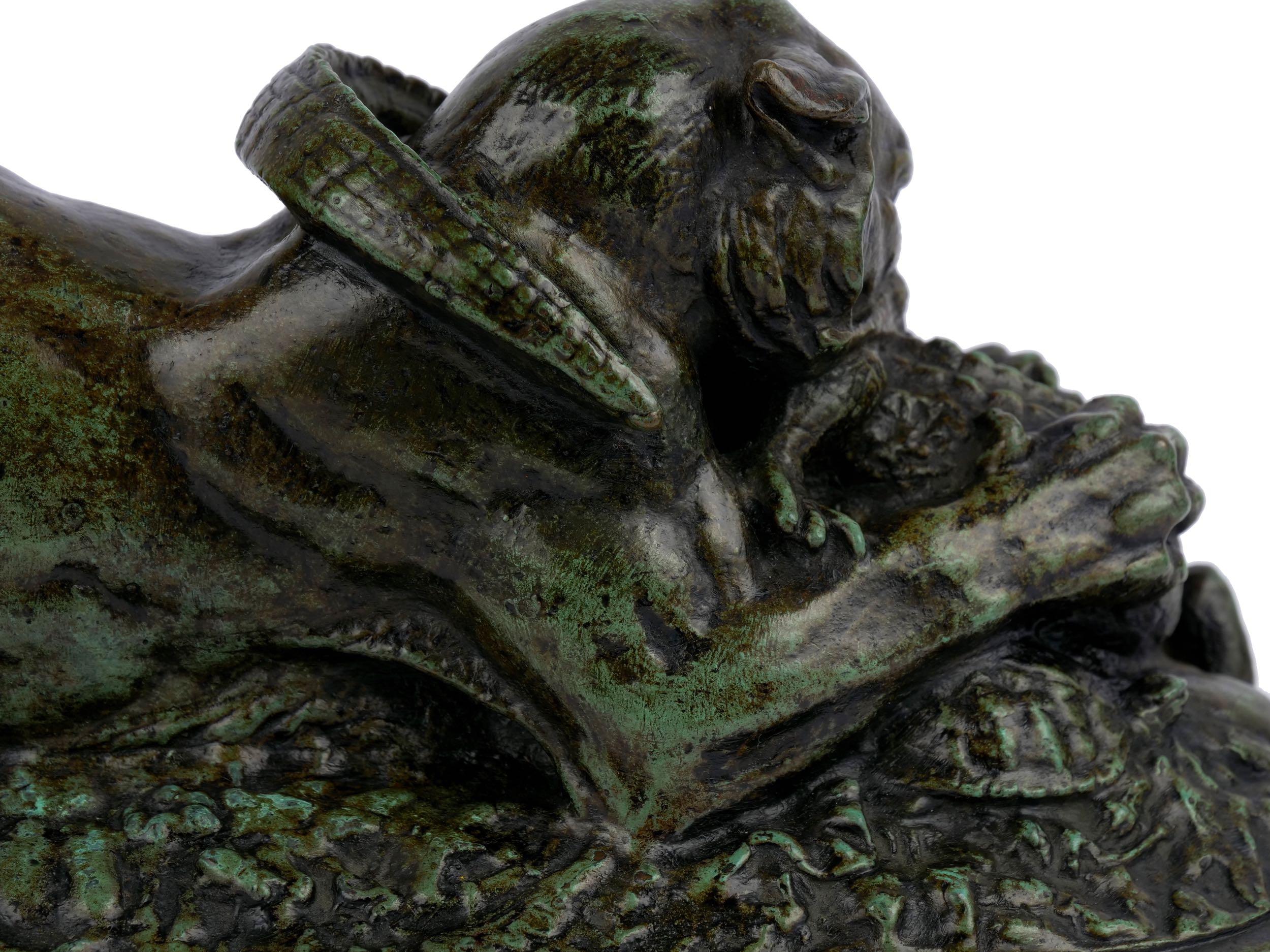 Bronze Sculpture “Tiger Devouring a Gavial” after Antoine-Louis Barye 7