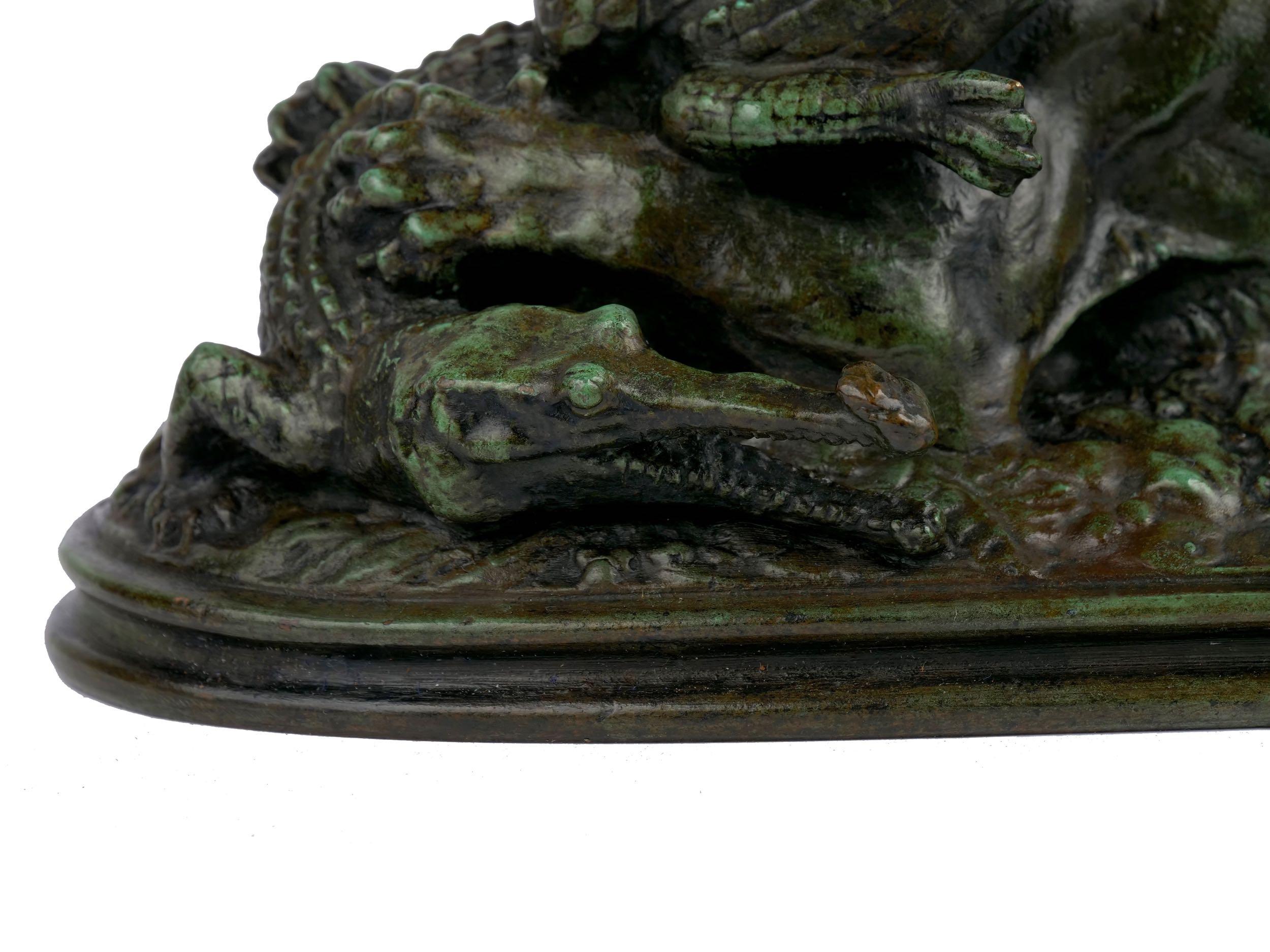 Bronze Sculpture “Tiger Devouring a Gavial” after Antoine-Louis Barye 2