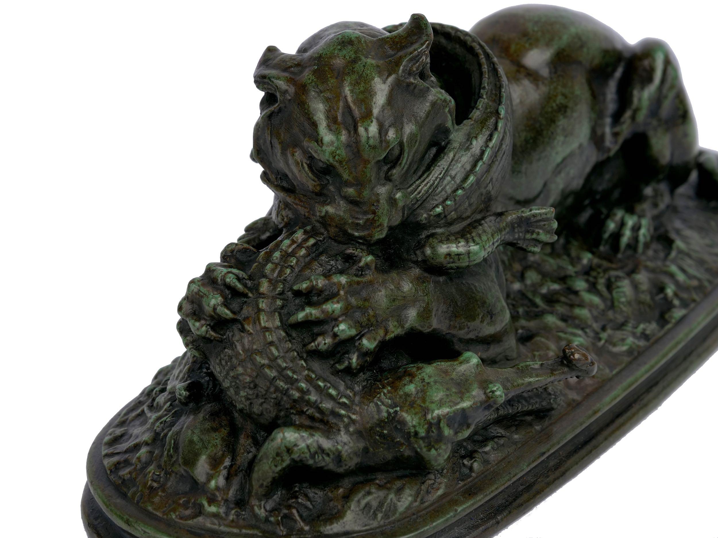 Bronze Sculpture “Tiger Devouring a Gavial” after Antoine-Louis Barye 4