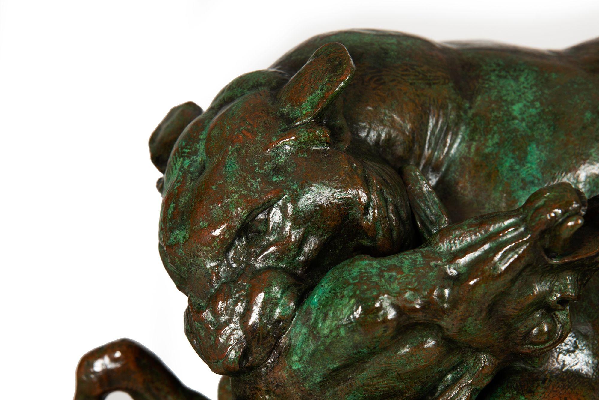 Bronze Sculpture “Tiger Surprising an Antelope” by Antoine-Louis Barye in vendita 3