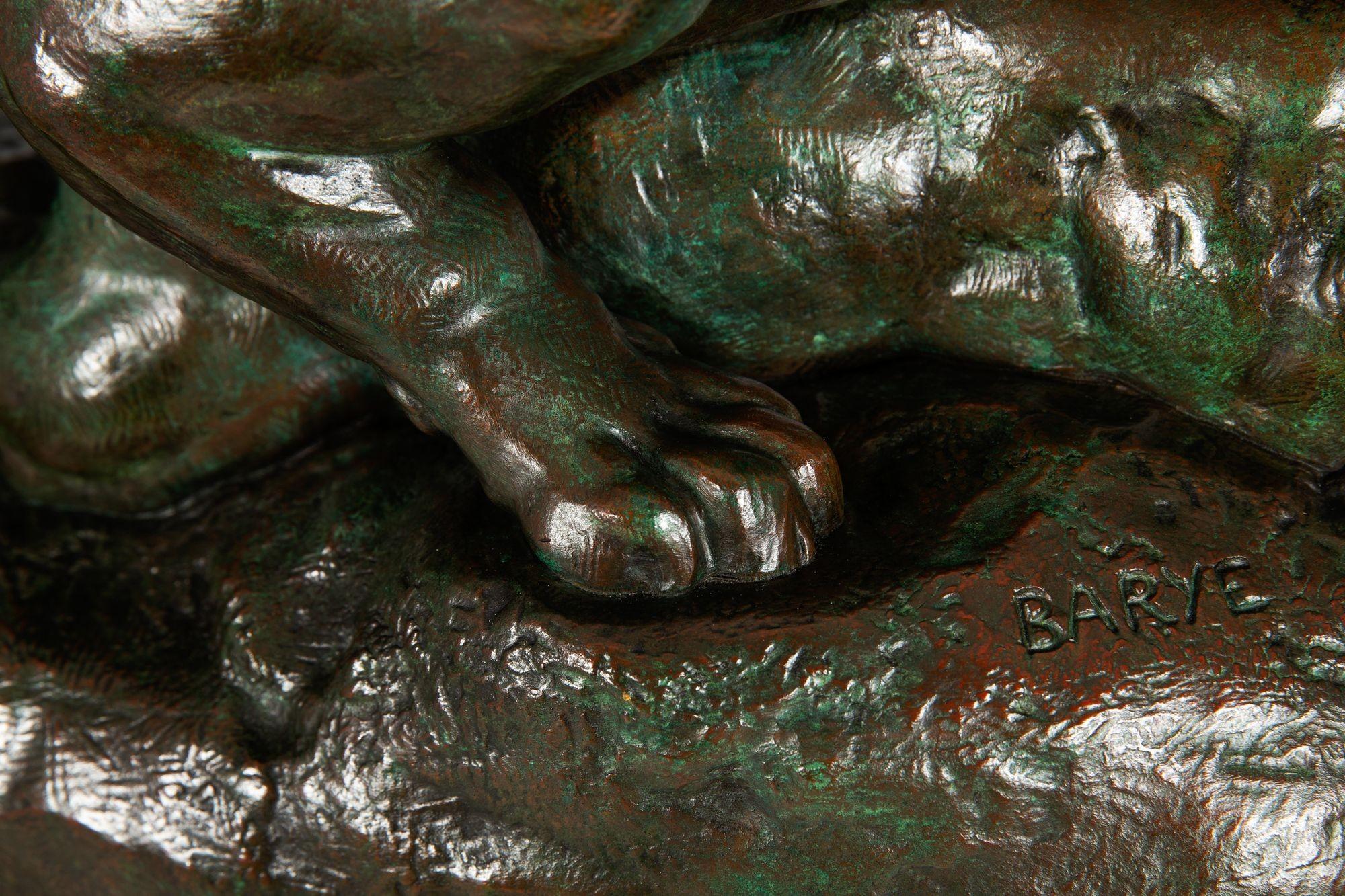 Bronze Sculpture “Tiger Surprising an Antelope” by Antoine-Louis Barye in vendita 7