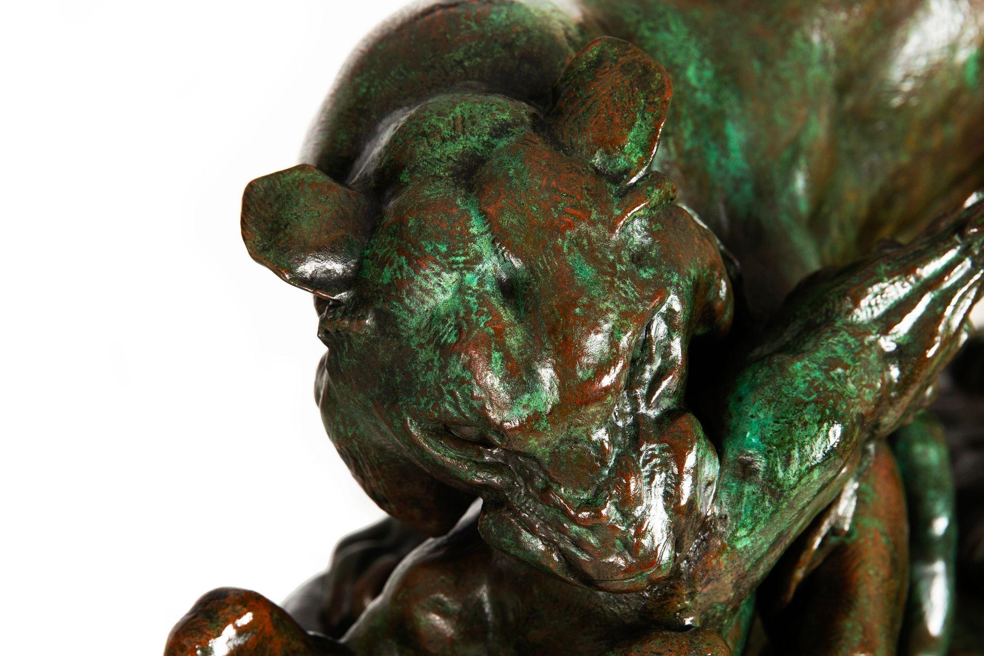 Bronze Sculpture “Tiger Surprising an Antelope” by Antoine-Louis Barye in vendita 1