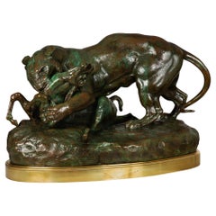 Bronze Sculpture “Tiger Surprising an Antelope” by Antoine-Louis Barye