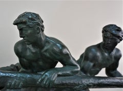 Bronze Sculpture Two Men Steering by Alexandre Kelety