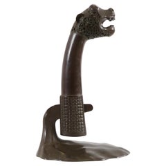 Antique Bronze Sculpture, Viking Animal Head Post