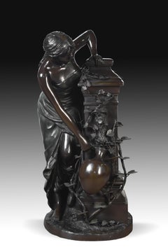 Sculpture en bronze, Ours de l'eau, d'après « La Source » de Paul-Armand Bayard
