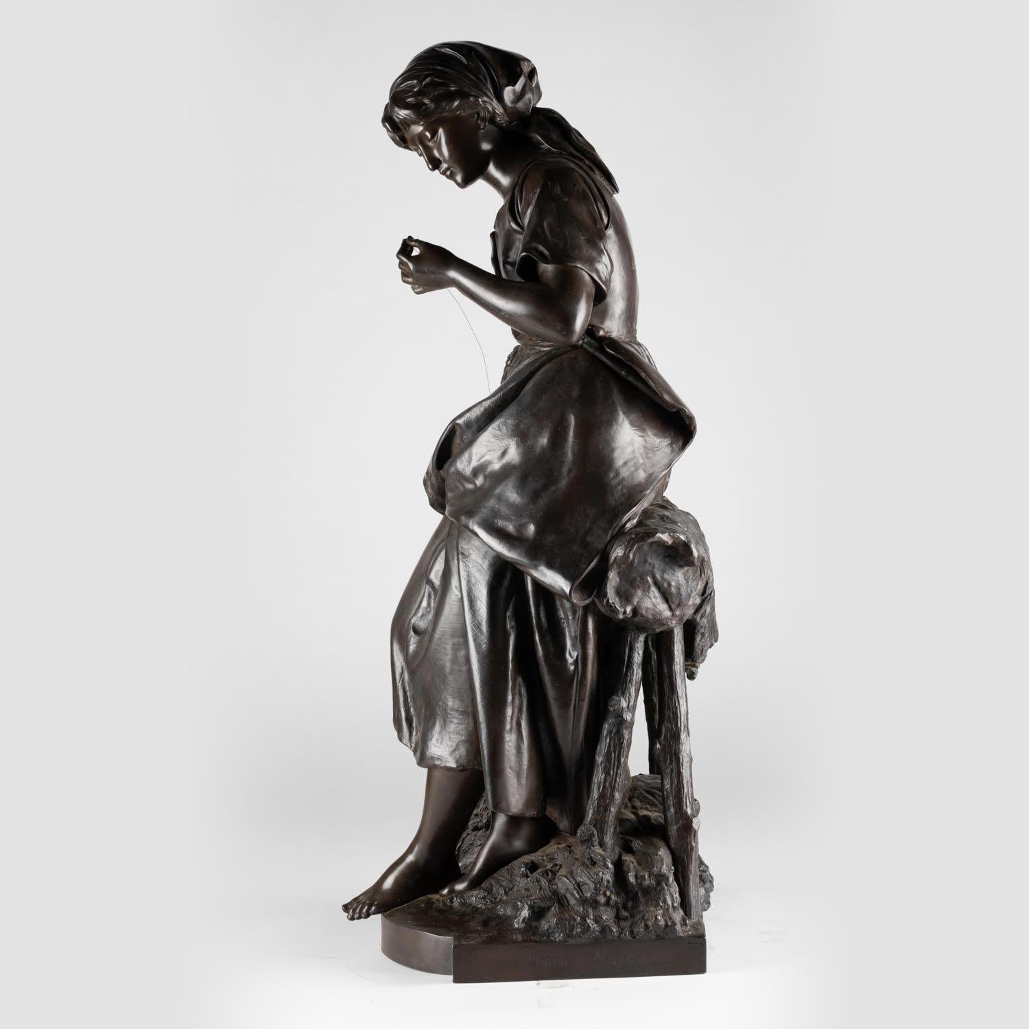 Bronzeskulptur mit brauner Patina von Mathurin Moreau, Periode Napoleon III. (Französisch) im Angebot