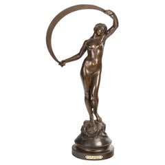 Bronze Sculpture with Brown Patina, Signed Dorval, the Night, 19th Century.