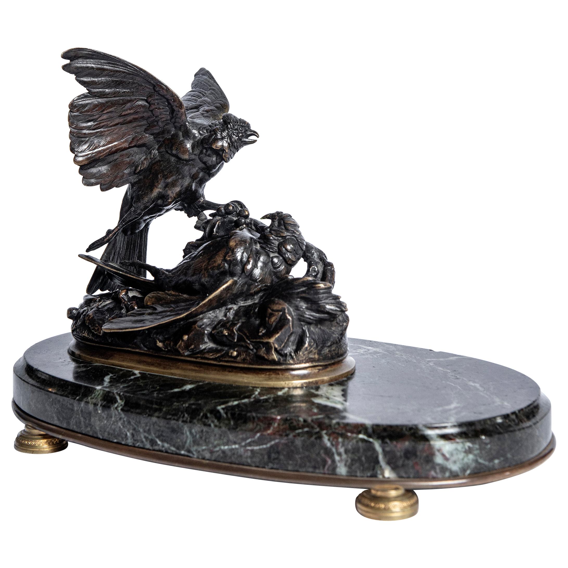 Bronze Sculpture with Marble Base, Signed Comolera, France, Late 19th Century