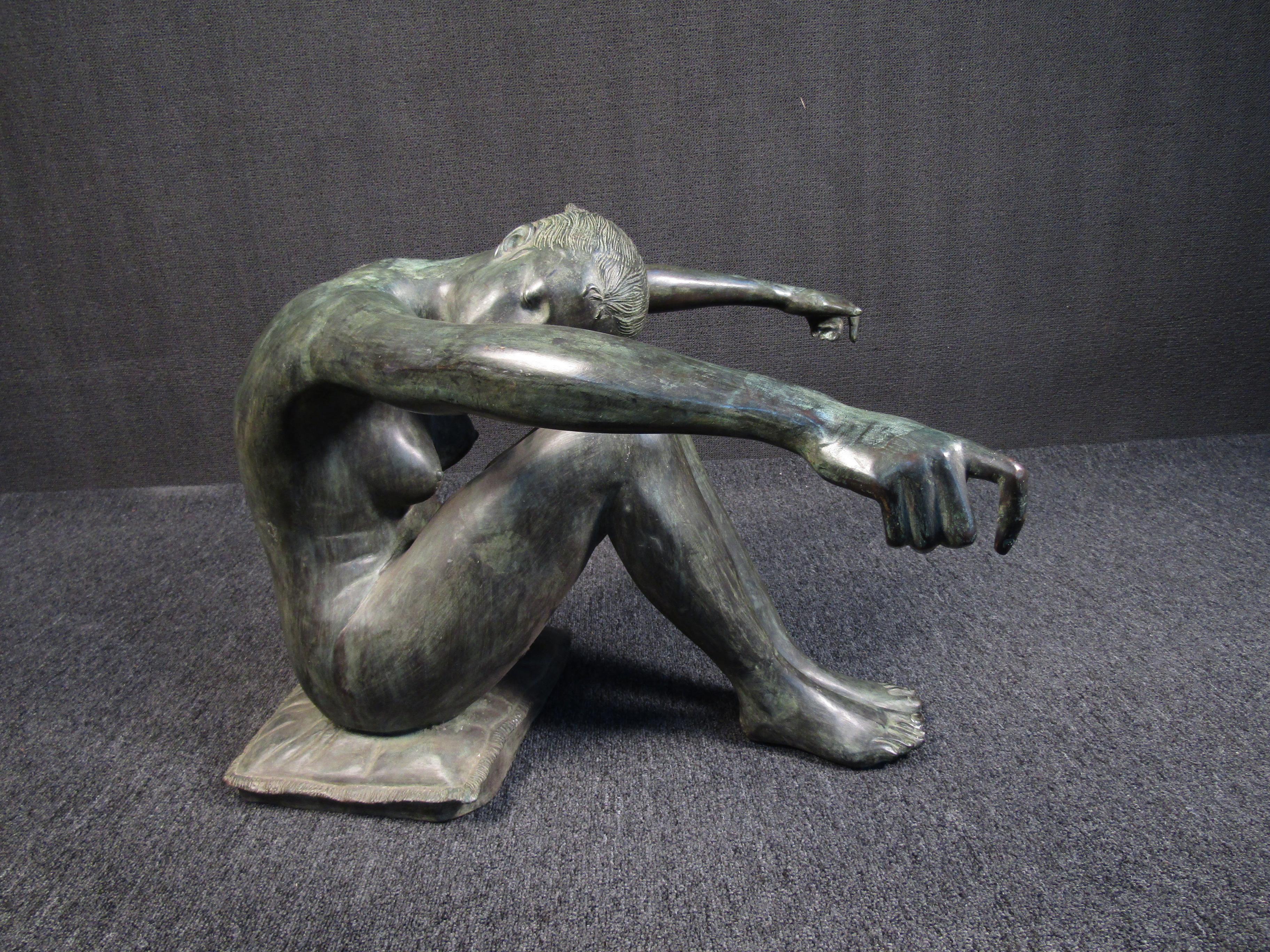Modern Bronze Sculpture, Woman Outstretched Arms